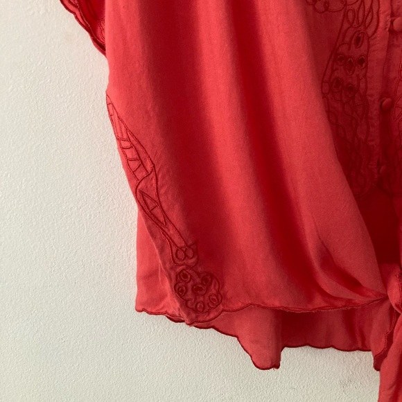 Jun & Ivy Coral Eyelet Blouse NWT Valentine’s Worthy - Picture 12 of 12